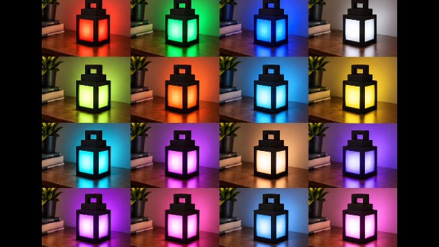 Image of Pixelated Lantern Night Light, 16 Colors, Rechargeable with Remote