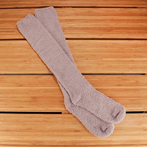 Image of BambooMN Women's Fuzzy Knee High Socks - Polka Dots and Solid Colors - 2 Sizes - 1 Pair Pack