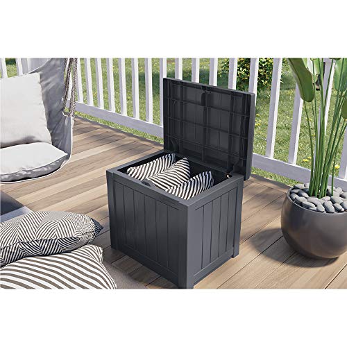 Suncast 22 Gallon Indoor Or Outdoor Backyard Patio Small Storage Deck Box With Attractive Bench Seat And Reinforced Lid, Cyberspace #TOP1