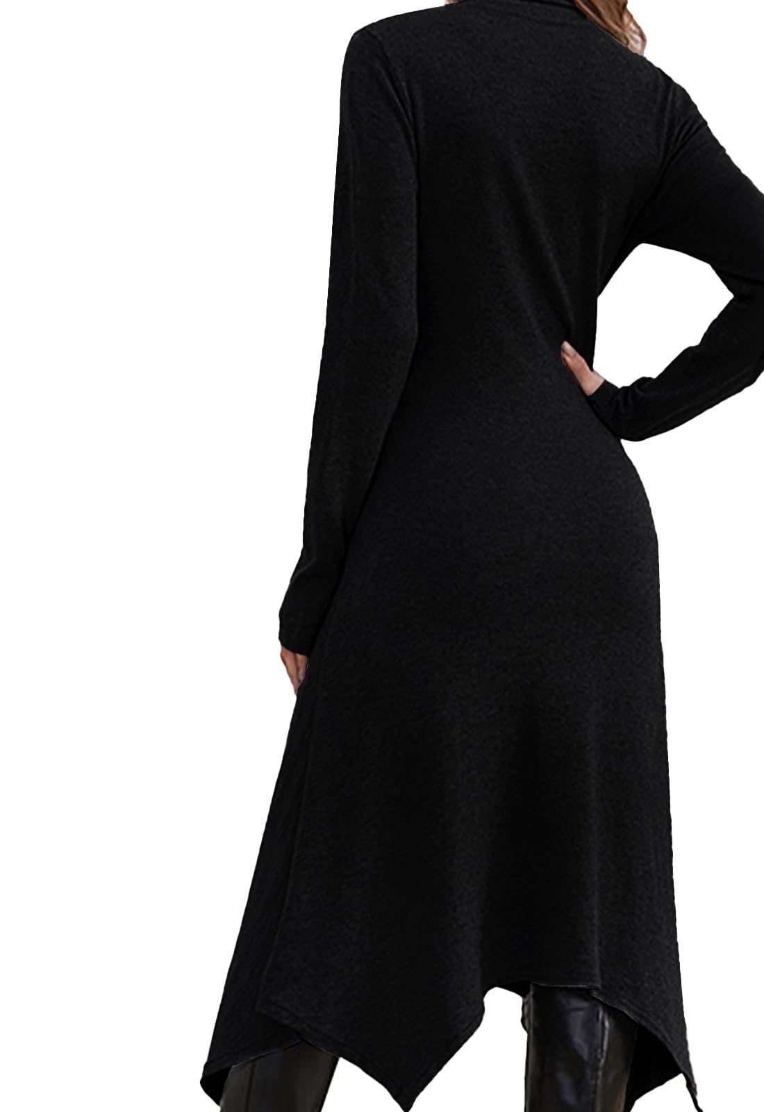 JayscreateEU Abito da donna in maglia per l'autunno, l'inverno, l'autunno, l'autunno, l'autunno, l'autunno, il vestito midi con collo alto, a maniche lunghe, con cintura, abito caldo ad A