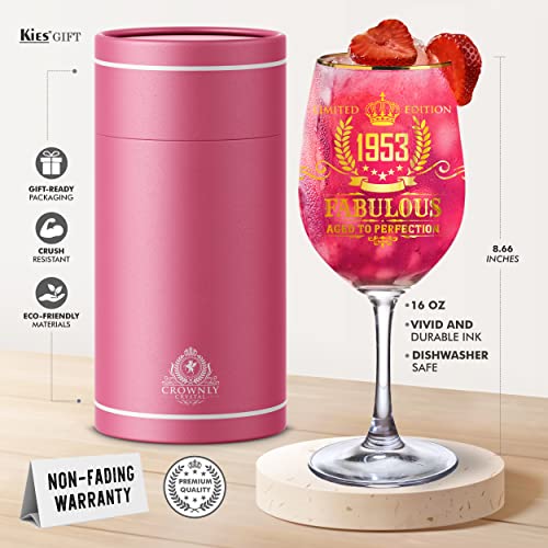 Kies®Gift 1953 Wine Glass Happy Birthday Gifts Women Gifts Women Birthday Gift Ideas 70Th Birthday Decorations Vintage Decor Gifts For Him Novelty Gifts Drinking Glasses Wine Decanter Wine Glasses #TOP2
