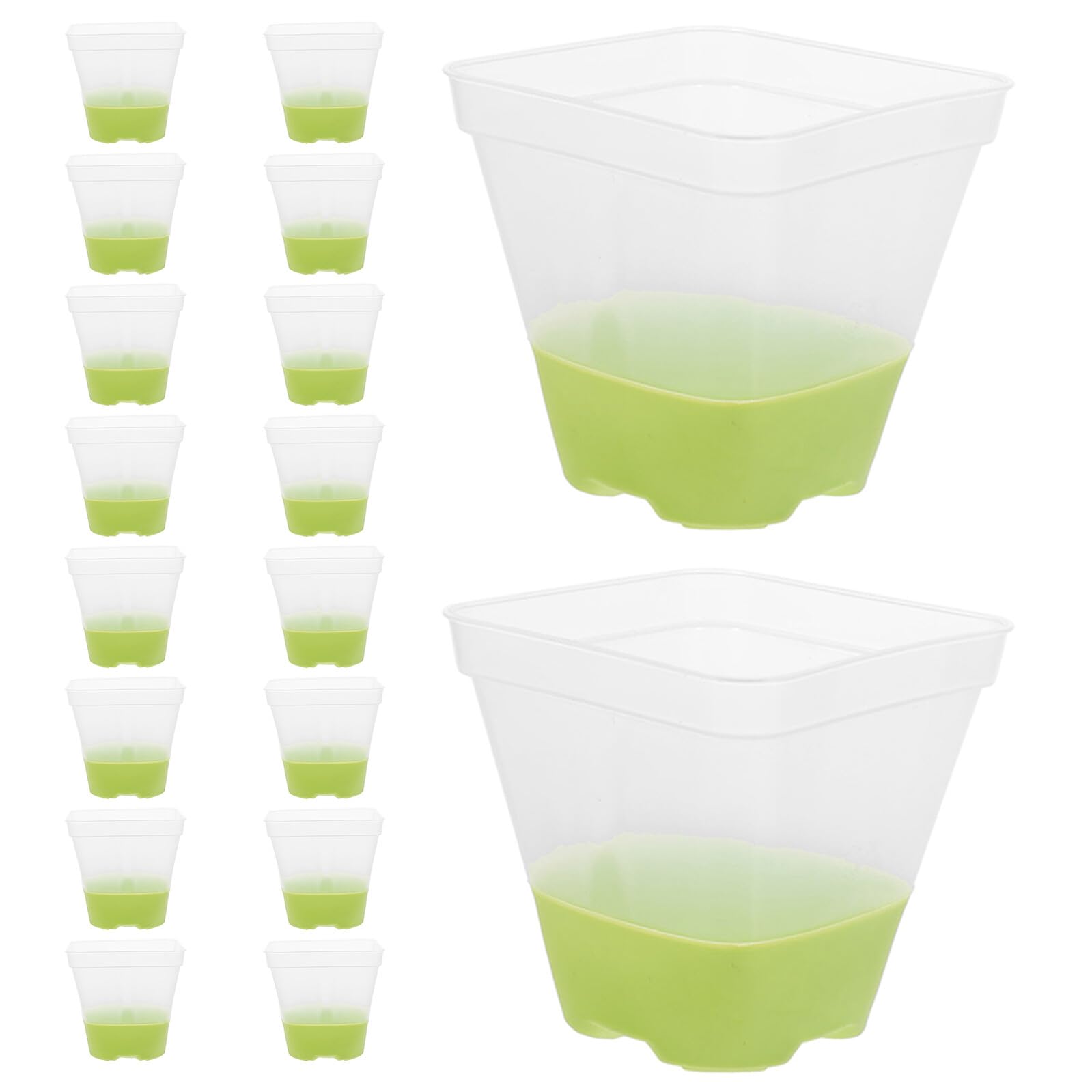 Pots de Semis Carrés Transparents 18 Pièces en Pp avec Base Silicone
