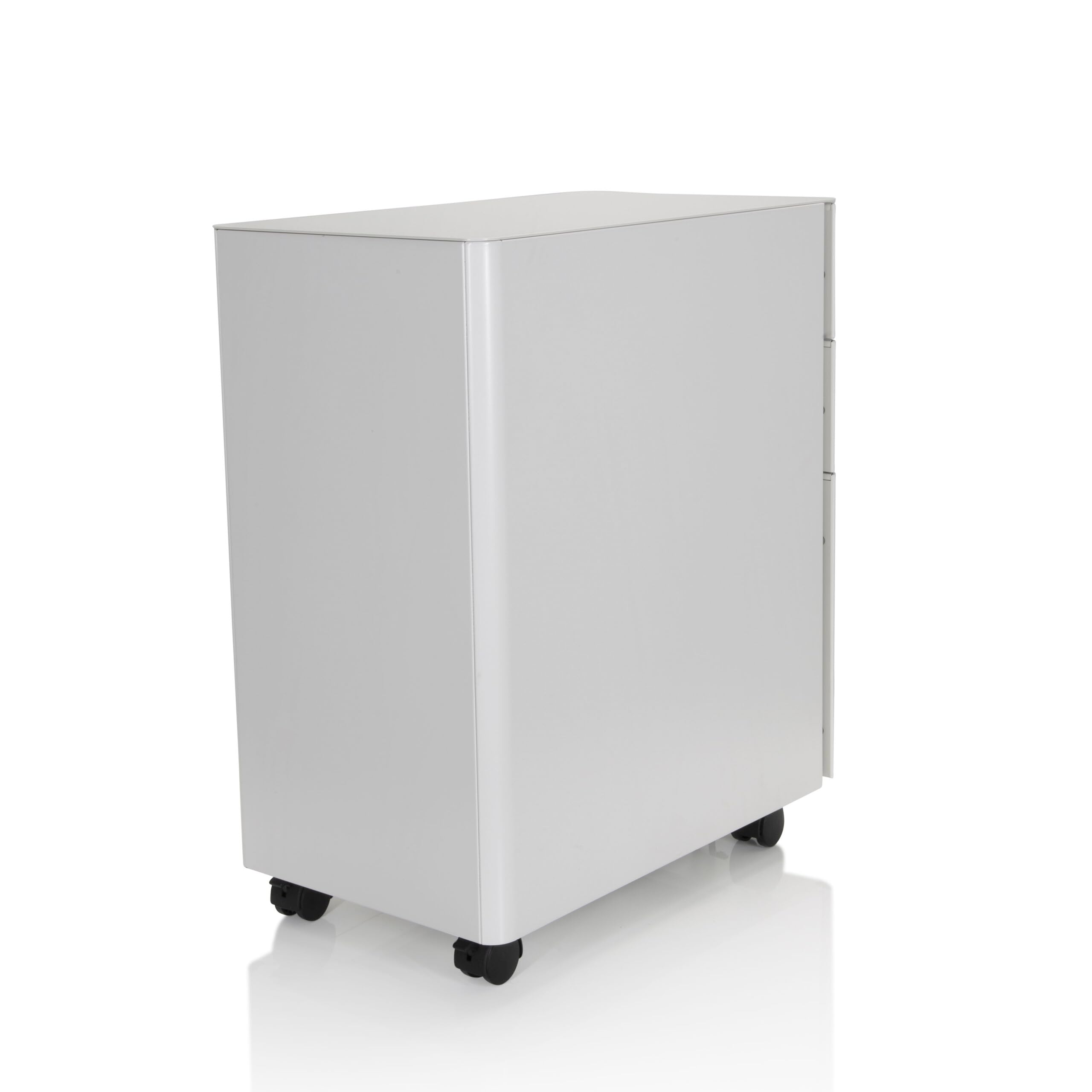 hjh OFFICE 743018 Rollcontainer schmal Color I Stahl Weiß Schubladenschrank mit Rollen, A4 Hängeregister, abschließbar