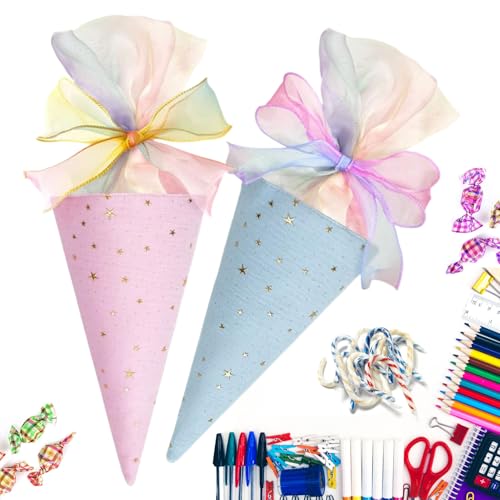 Gwtdtoad Bolsas Cónicas Para Golosinas | 2 Piezas Bolsas Para Dulces | Embalaje Para Golosinas Snacks Y Caramelos Con Cierres Twist,Fiestas Escolares Acontecimientos Celebraciones
