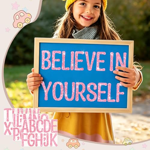 Image of Glitter Letter Stickers, 4 Inch Large Letters for Poster Board (Pink)