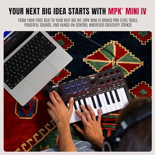 Image of Akai MPK MINI MK4 Compact Midi Keyboard and Pad MIDI Controller Black