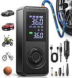 Fshyos Tyre Inflator Air Compressor 150PSI Portable Car Cordless Rechargeable Tyre Pump with Pressure Gauge,12V DC Electric Car Air Pump Auto Shutoff with LED Light for Car Motorcycle Bicycle Ball
