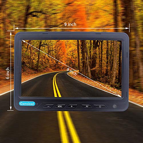 Image of 9 inch Monitor 1080P Rear View Camera System with Wired, DVR Recorder, Support 256GB SD Card, 4 Channel Input, Quad Split Screen, 1080P Backup Camera for Trucs, Trailer, Motorhome, Caravans