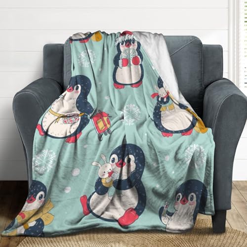 Couverture polaire dessin animé pingouin cadeau idéal lit canapé 150x200cm - 5