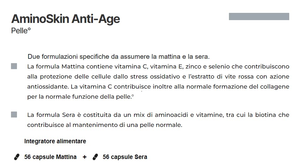 AminoSkin Anti-Age Integratore per la Pelle, 112 Capsule
