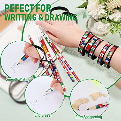 Ctosree Lápices con Banderas del Mundo y Pulseras 30 Piezas miniatura 4