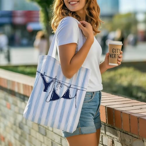 CFFJLHN Beachy Blue Coastal Tote Bag, Gifts for Women, Tote Bags for Women, Reusable Shopping Bags by CFFJLHN - Used condition - Image 2