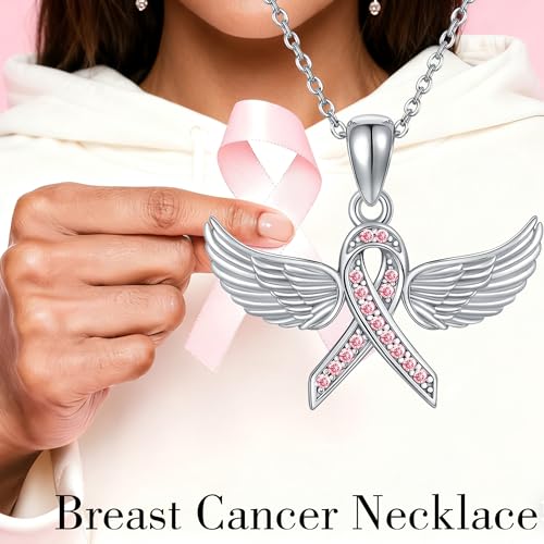Collier ailes d'ange argent 925 anti-ternissement ruban rose - 6