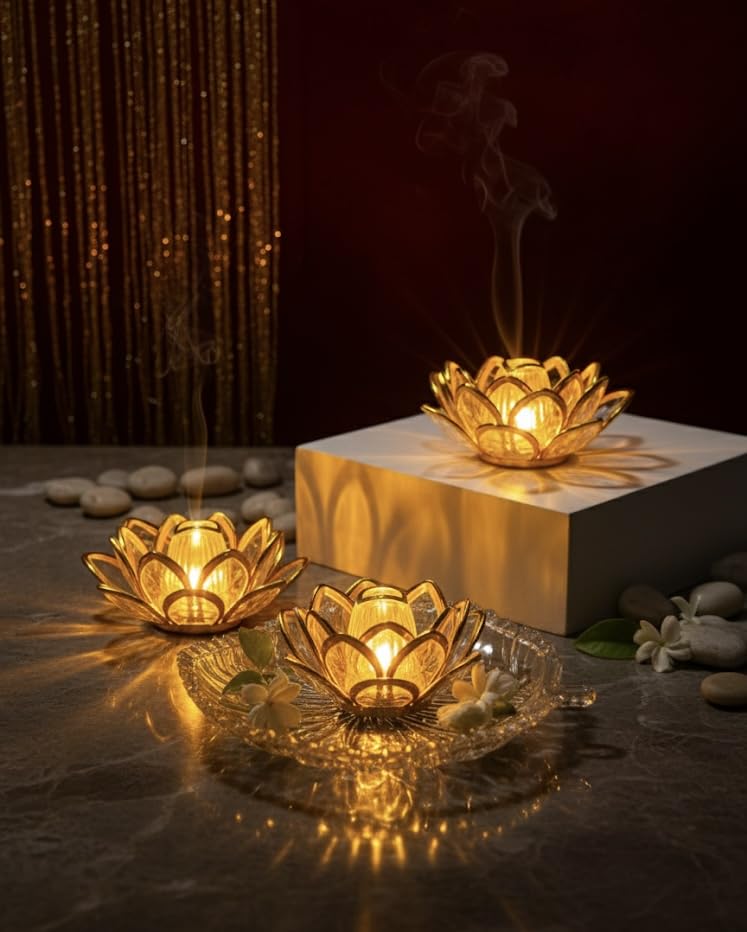 Lotus LED Tea Light Candles | Battery-Operated | Flameless & Smokeless | Multicolor Acrylic Design | Home Décor,Wedding, Festival, Anniversary,Birthday (Lotus Light Candles) (1)-image-47