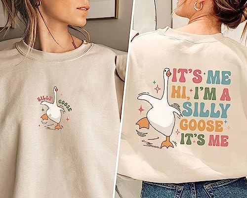 boony It's Me Hi I'm A Silly Goose 2 Sides Crewneck Sweatshirt - Funny Goose Clothing Sweater4