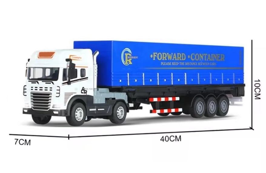 Image of Friction Powered Logistic Transport Truck Toy for Kids Boys Girls Big Size 1:24 Die cast Alloy Model Cargo Container Truck with Light Sound Pull Back Vehicle (Pack of 1, Multicolor)