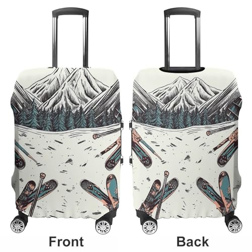 Skiing with Gear Set Suitcase Cover Washable Luggage Cover Dust-proof Luggage Protector Cover Anti-Scratch Travel Suitcase Protector Fits 18-32 Inch Luggage M3