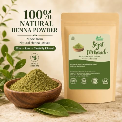 GOOD ORGANIC Sojat Henna Powder for Hair Pack of 1 - Image 3
