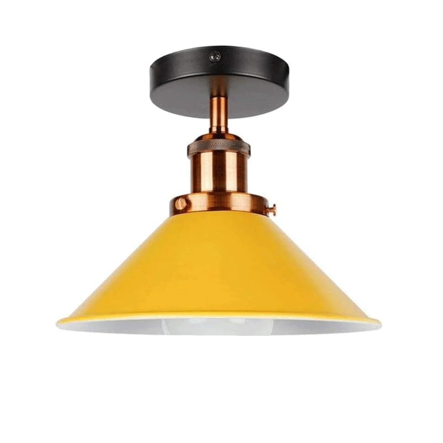 Ledsone Yellow Without Bulb Semi Flush Ceiling Light With E27 Holder 22Cm Yellow Lampshade Durable And Anti Rust Metal Perfect For Kitchen Island, Living Room, Bedroom, Cafe, Restaurant Without Bulb