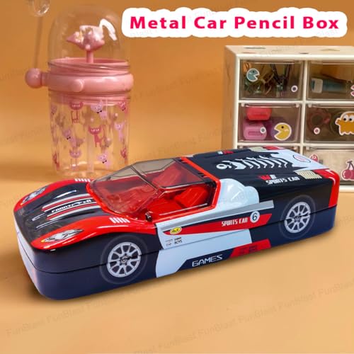 Image of FunBlast Metal Car Pencil Box for Kids, Double Layer Metal Pencil Case for Kids Boys, Stationery Organizer Box, Pen & Pencil Box for School Students, Return Gifts for Children (Color May Vary)
