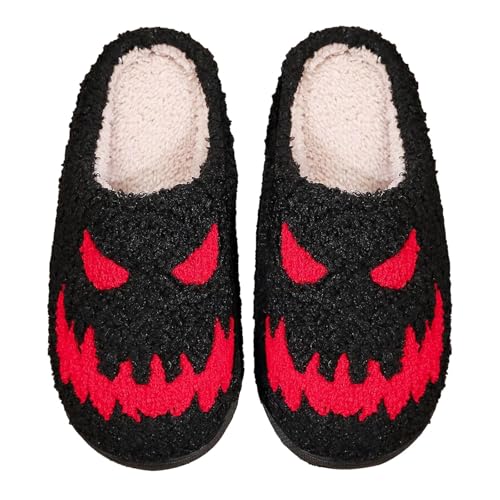 Ghost Slippers, Halloween House Shoes, Holiday Outdoor Indoor Fuzzy Slippers, Ghost Slippers for Women Men