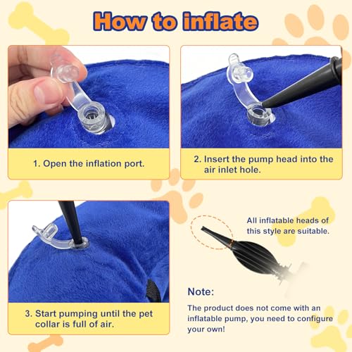 Image of Dog Cone Collar with Enhanced Anti-Licking, Inflatable Dog Cone After Surgery, Adjustable Size with Soft Padding for Small Medium Large Dogs - Blue /M