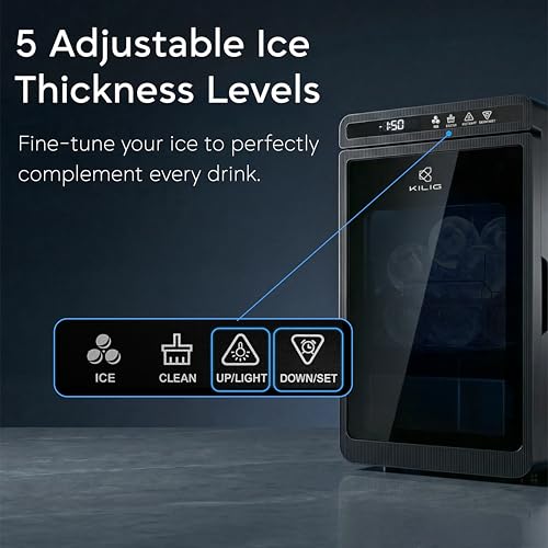 Image of KILIG SP-01 Countertop Sphere Ice Maker-5 Ice Sizes | 2L Capacity | 50mm Sphere Ice | Self-Cleaning | LED Display With Timer | Black