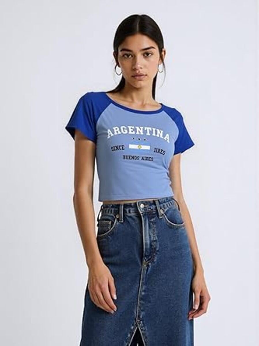 Colombia Baby Tee Summer Crop Tops Y2k Clothes Mexico Jersey 90s Graphic Tee 2000s Going Out - Image 2