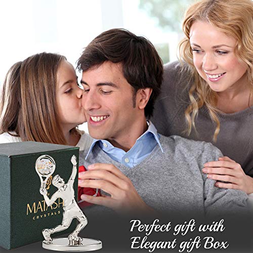 image for Matashi Silver Plated Tennis Player Figurine w/ Crystals, Tabletop Ten