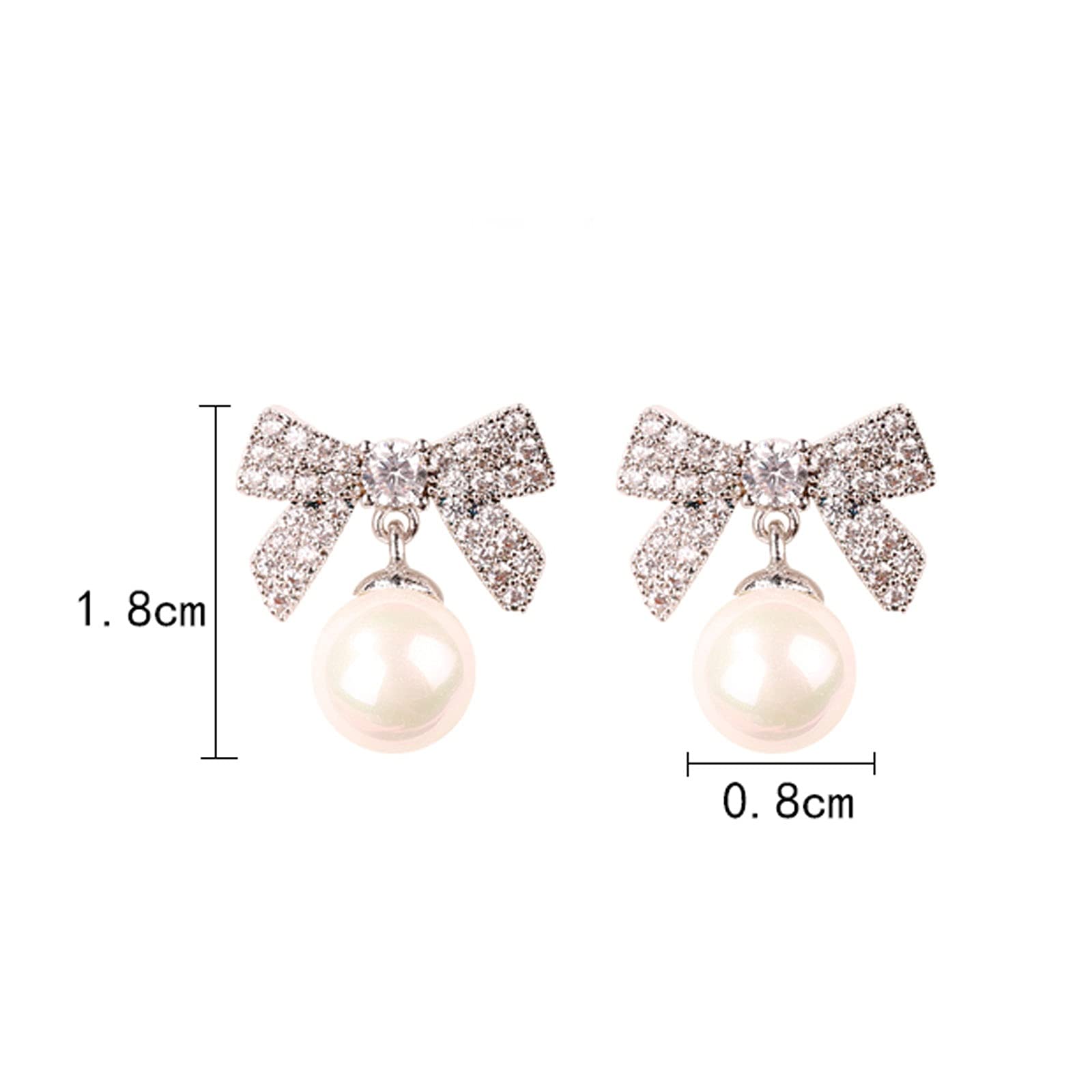 Damen-Ohrringe, Damen-Ohrringe, Schleifen-Set, Diamant-Ohrringe, Perlen-Anhänger-Ohrringe, hypoallergene Ohrstecker für Mädchen