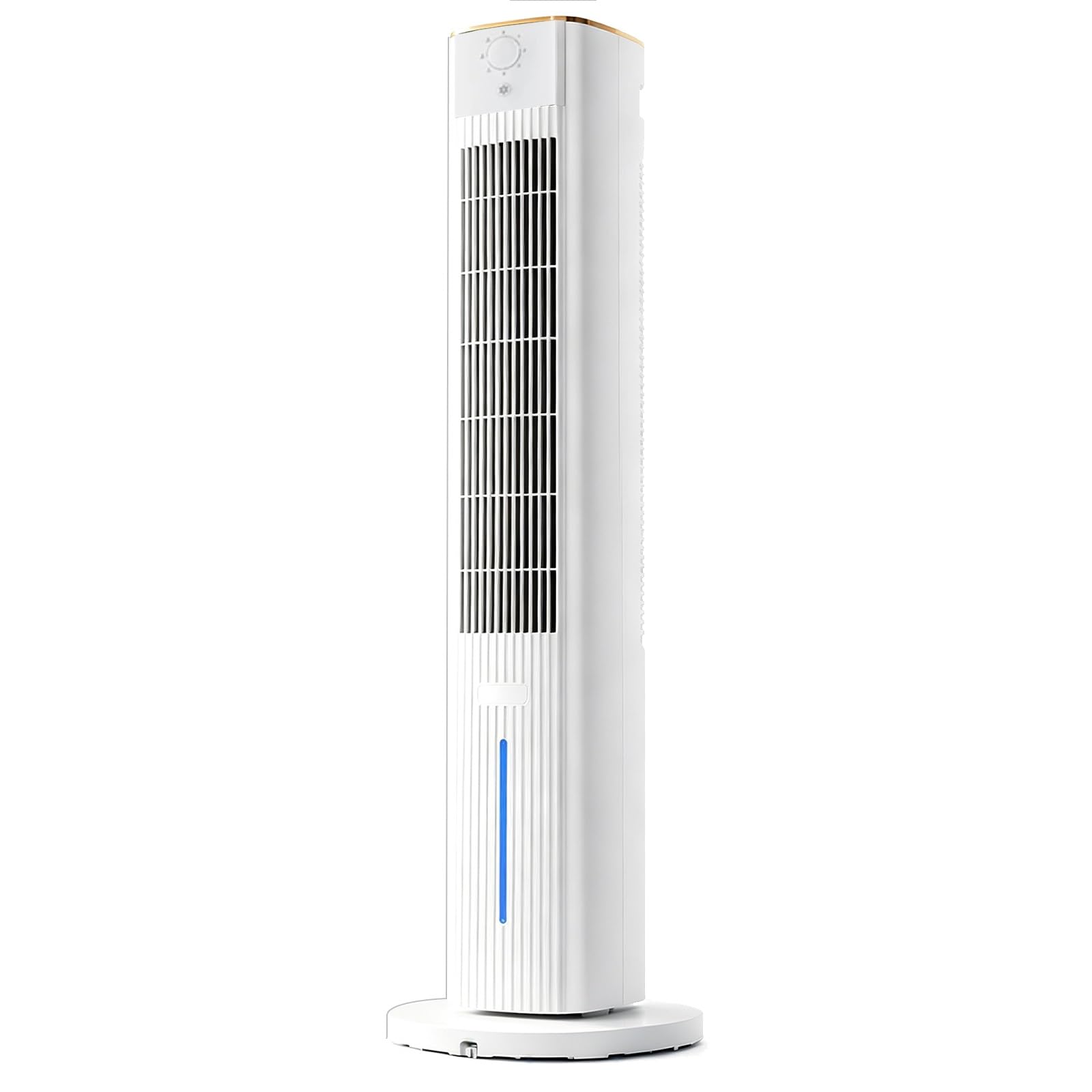 Ventilador Torre Silencioso, 40W Ventilador Columna, Flujo de Aire 200m³/h | Ventiladores de Torre, Oscilación 80°, Doble Depósito de Agua 5L, 3 Velocidades, Estable 30cm, para Hogar