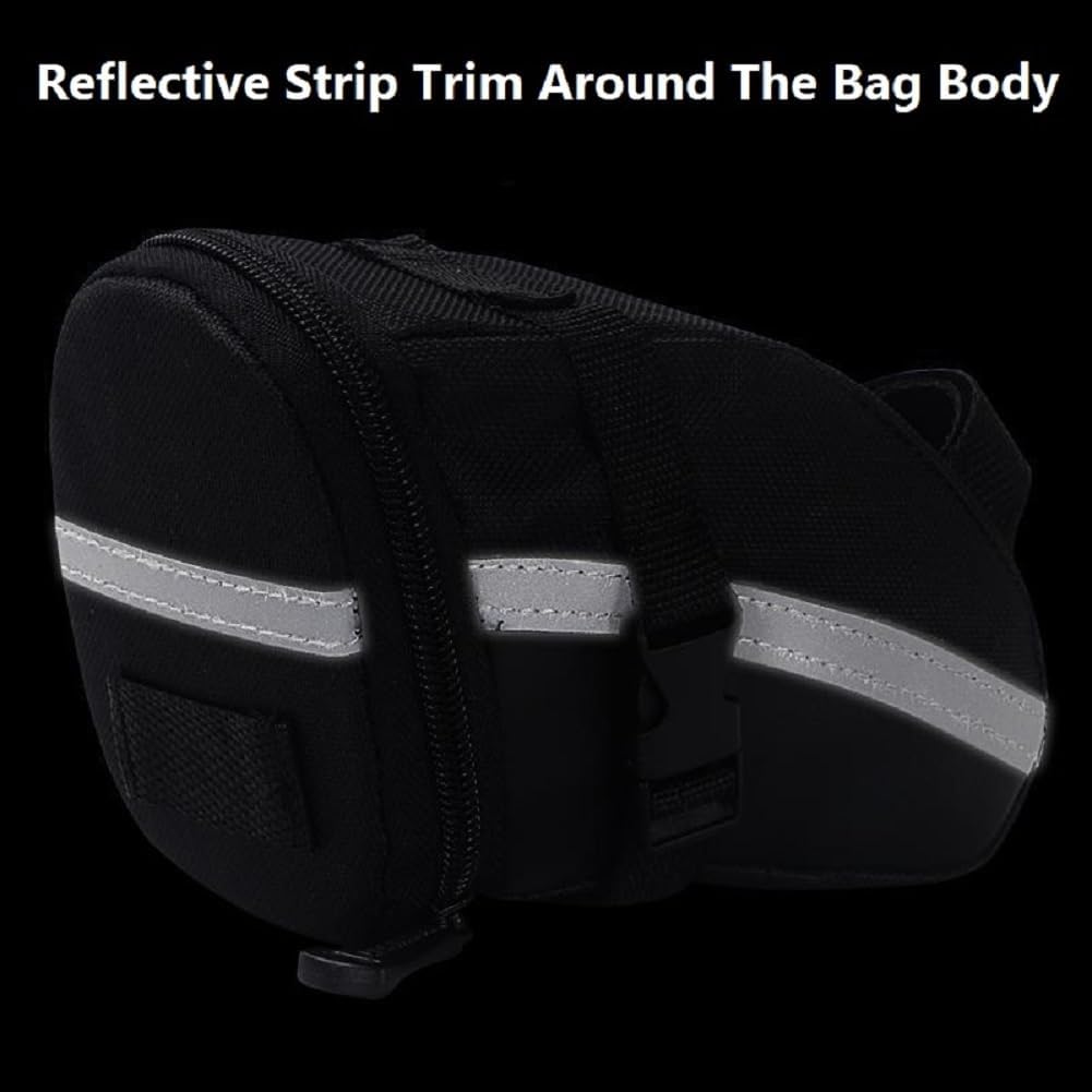 Bike Saddle Seat Bag – 1.2L Bicycle Saddle Bag Keep Bike Accessories – Water Proof Bike Under Seat Pack for Essentials – Quick Release Bike Pouch – Reflective Stripes for Mountain Road Bikes