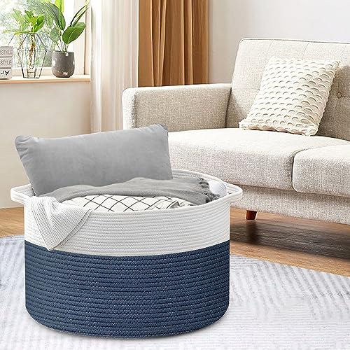 Extra Large Rope Basket, XXXL Woven Wicker Storage Basket, Kids Room Toy Storage Organizer and Storage, Dog Toy Stuffed Animal Basket Bins, Kids Room Playroom Organization(22" x 22" x 14") - Image 6