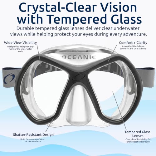 Máscara de snorkel Oceanic para adultos con vidrio templado y ajuste resistente a fugas miniatura 4