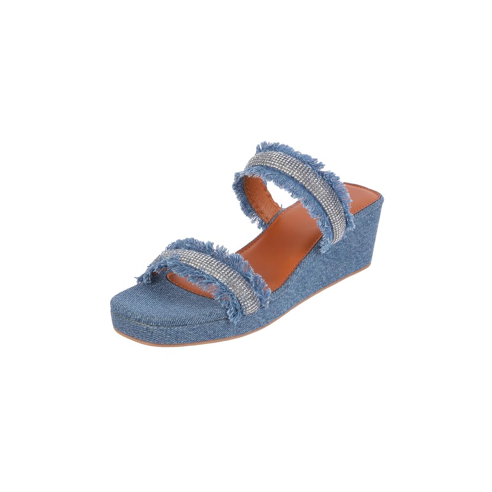 Women Denim Embellished Fashion Platforms Sandal-image-35