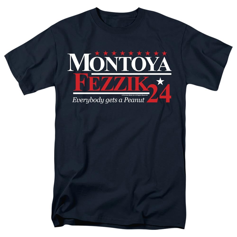 Princess Bride Montoya and Fezzik for President 24 Unisex T Shirt, Navy, Large