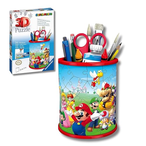 Ravensburger - Puzzle 3D Niños Portalápices Super Mario | Puzzles 3D para Niños De 6 Años O Más | Maquetas para Montar De 57 Piezas | Regalo Niño 6 Años O Más
