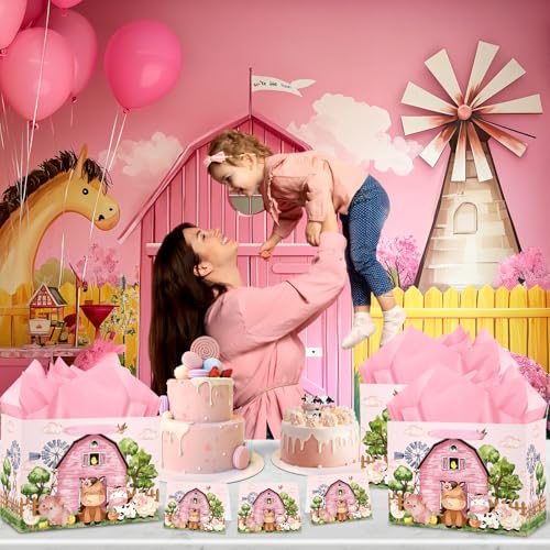 Farm-Animals-Theme-Birthday-Gift-Bag-for-Girls-Baby-Shower-Pink-Farmhouse-Barnyard-Gift-Bag-Wrapping-Paper-Card-Large-Cows-Pigs-Gifts-Bag-for-Baby-Shower-Farm-Birthday-Party-Favors-Supplies Farm Animals Theme Birthday Gift Bag for Girls Baby Shower Pink Farmhouse Barnyard Gift Bag Wrapping Paper Card Large Cows Pigs Gifts Bag for Baby Shower Farm Birthday Party Favors Supplies