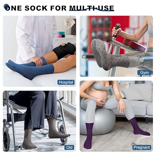 Image of Pilates Socks with Grips for Yoga, Barefoot, Ballet, Barre, Hospital Non Slip Anti Skid Socks for Women and Men