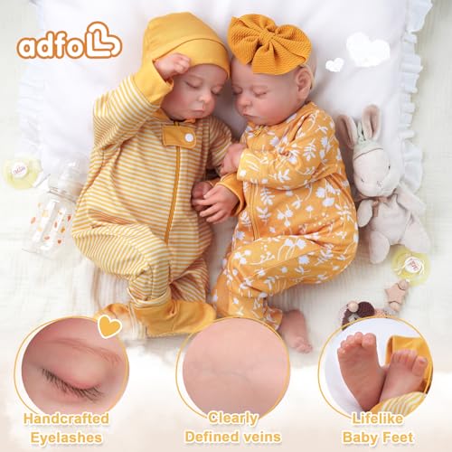 Muñecas Reborn Gemelas de Vinilo y Tela, 20 pulgadas miniatura 4