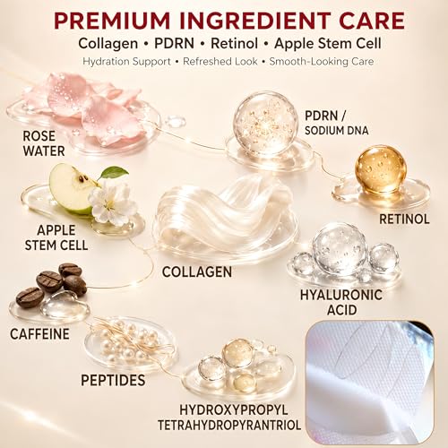 Image of GONIM Under Eye Patches for Puffy Eyes and Dark Circles, Collagen, Eye Mask | Caffeine eye patches for women, retinol PDRN hydrogel under eye mask, hydrating care for dry fine lines, 360 fit, 4 pairs