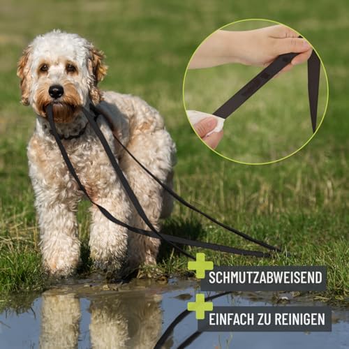 ReaVET Schleppleine für Hunde 5 Meter, Schwarz I Robuste & wasserfeste Hundeleine lang I Übungsleine mit Griff, Trainingsleine Laufleine für große & kleine Hunde