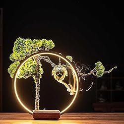 Lamparas De Sal Falsas KSYXSL Árbol De Bonsái Artificial con Lámpara Led, Zen Decoración Realista De Plantas Falsas, Escultura De Cerámica Y Quemador De Incienso, Bonsái De Simulación para La Sala De Libros