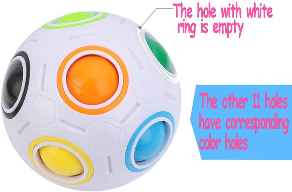 TANCH Magic Rainbow Ball Puzzle Cube Fidget Stress Relief Ball Brain Teasers Games Toys for Kids Adults (12 Holes)