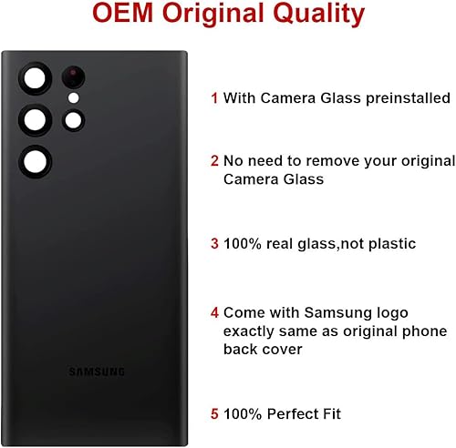 Miniatura 2 de Reemplazo de cristal trasero trasero para Samsung Galaxy S22 Ultra 6.8 pulgadas 5G con kit de herramientas de reparación y adhesivo preinstalado