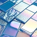 Diflart Glass Mosaic Tiles, Iridescent Blue, 2x3 Inch Brick, Glass Linear Tile for Swimming Pool, Kitchen Backsplash, Shower Bathroom Waterline Fountain Wall, Pack of 5 Sheets