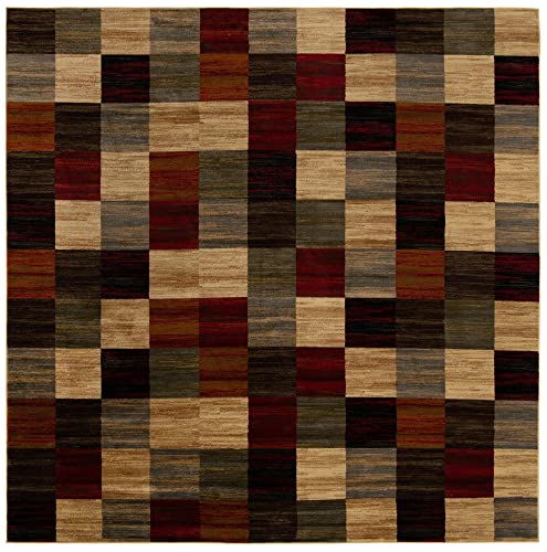 Image of Unique Loom Barista Collection Area Rug - Gava (10' Square, Multi /Brown)