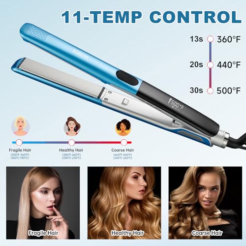 Image of 500F High Heat Professional Flat Iron,30 Seconds Quick Heat Up Ceramic Hair Straightener,2 in 1 Straightening and Curling Iron,Anti-Frizz Smooth Hair Care,Dual Voltage Portable for Travel