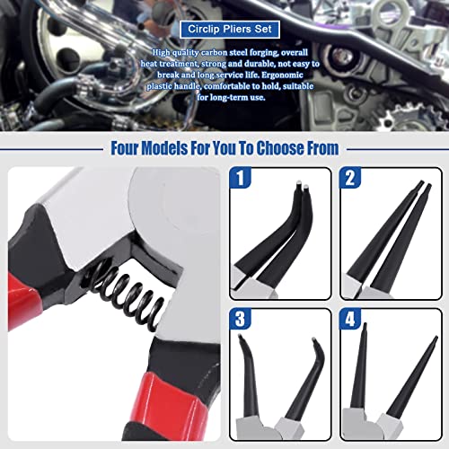 Glarks 9Pcs 9 Inch Snap Ring Pliers And Hooks And Pick Set, 4Pcs Internal/External Circlip Pliers Retaining Ring Pliers And 4Pcs Long Handle Hooks With 1Pc Storage Bag For Ring, Hoses, Gaskets Remove #TOP5