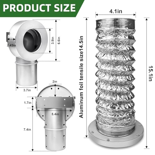 Image of Magnetic Dryer Vent Coupling Connector Kit Easy to Clean DV90 Airtight Seal，Including a 2.6ft 4 inch Duct and Two Clamps Easy to Clean Quick Connector Suitable for Tight Space